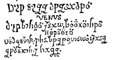 Rows of encoded marks containing the readable name VENUS.